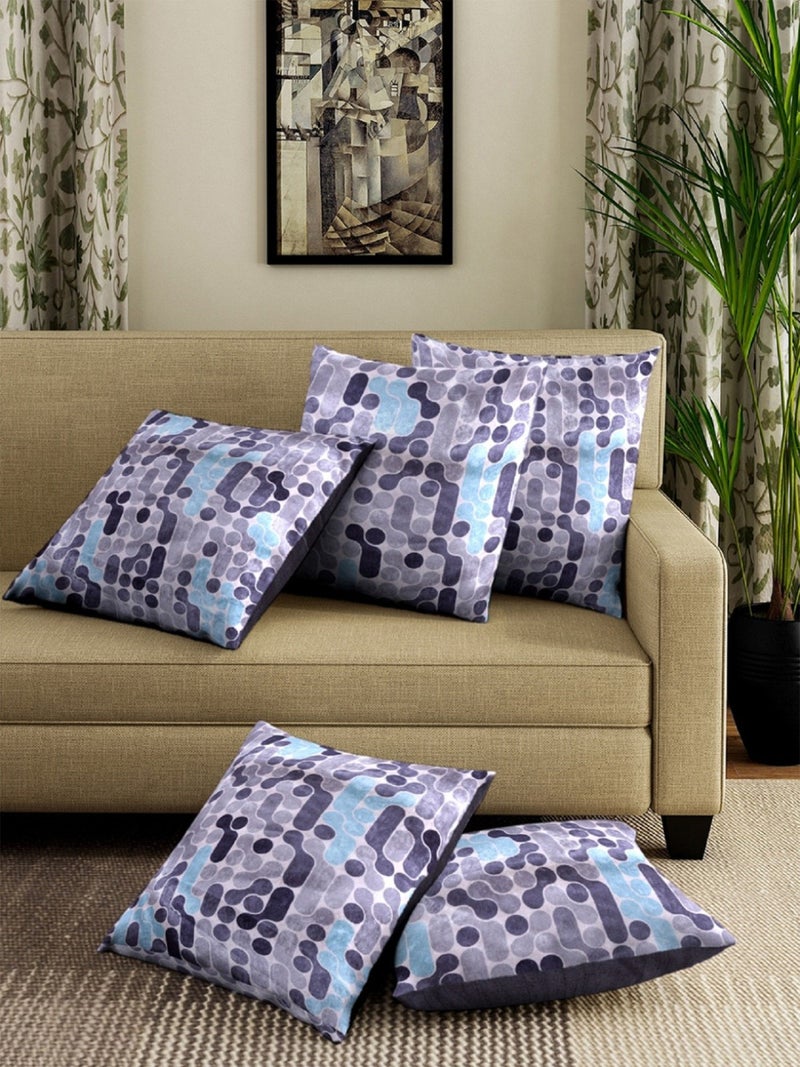 ROMEE Velvet Abstract Print Cushion Covers Set of 5 - Blue